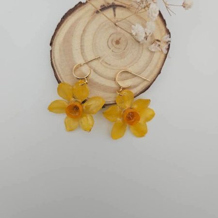 Handmade Yellow Daffodil Resin Earrings