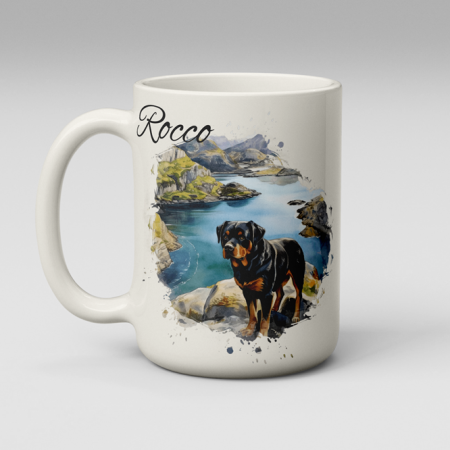 Personalised Rottweiler Dog by Lake Coffee Mug