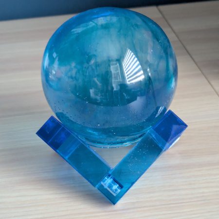 Blue resin sphere with stand