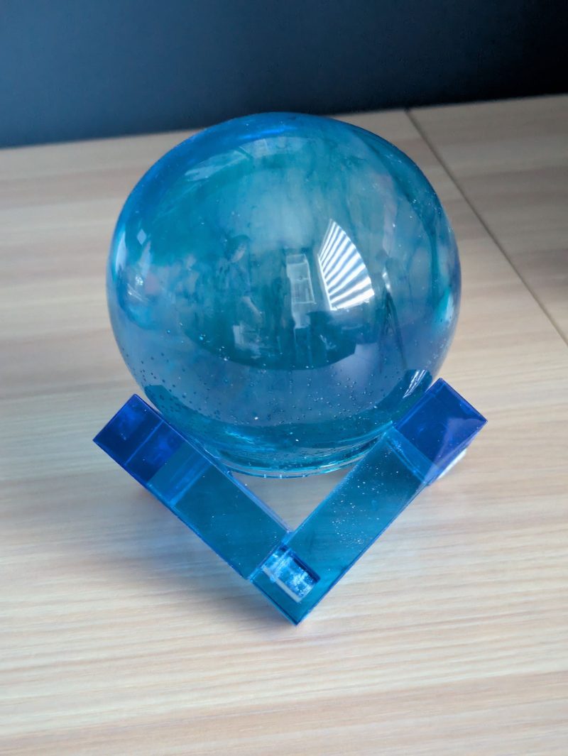 Blue resin sphere with stand
