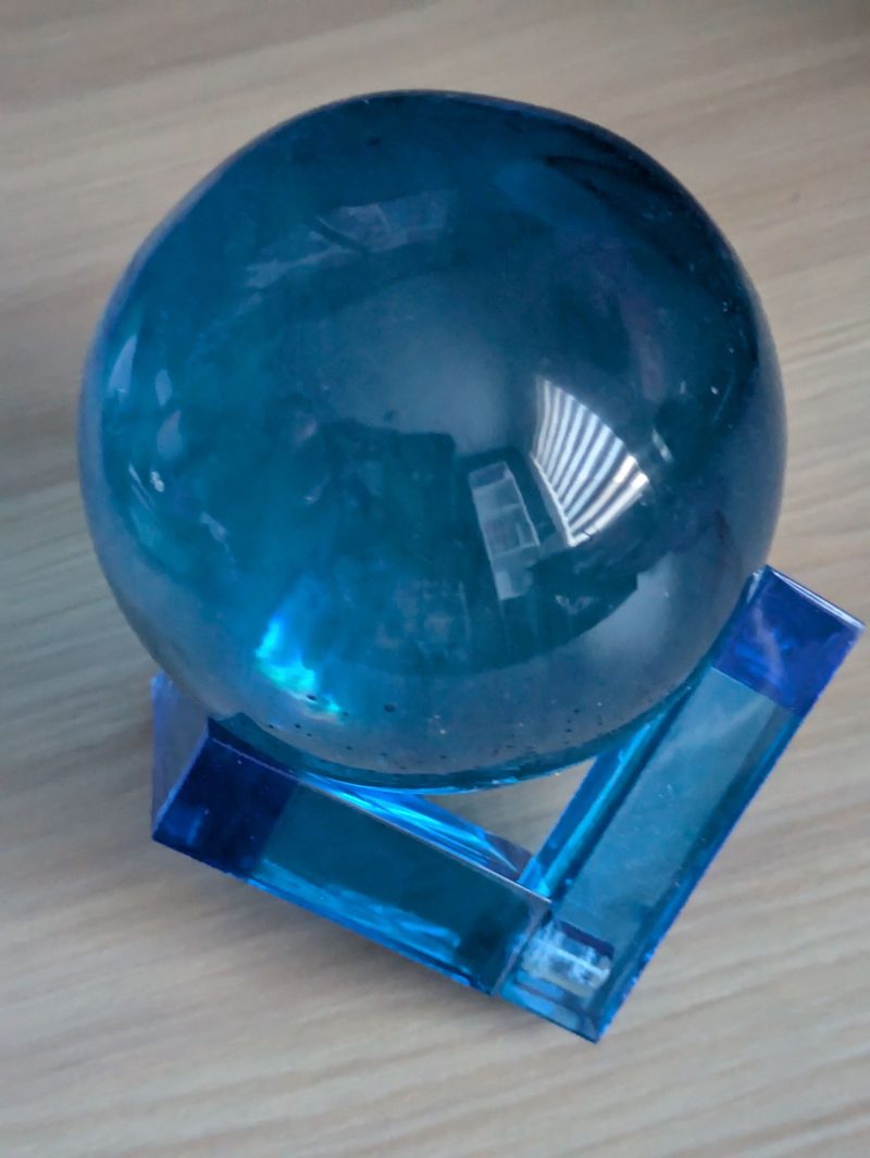 Blue resin sphere with stand
