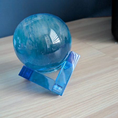 Blue resin sphere with stand