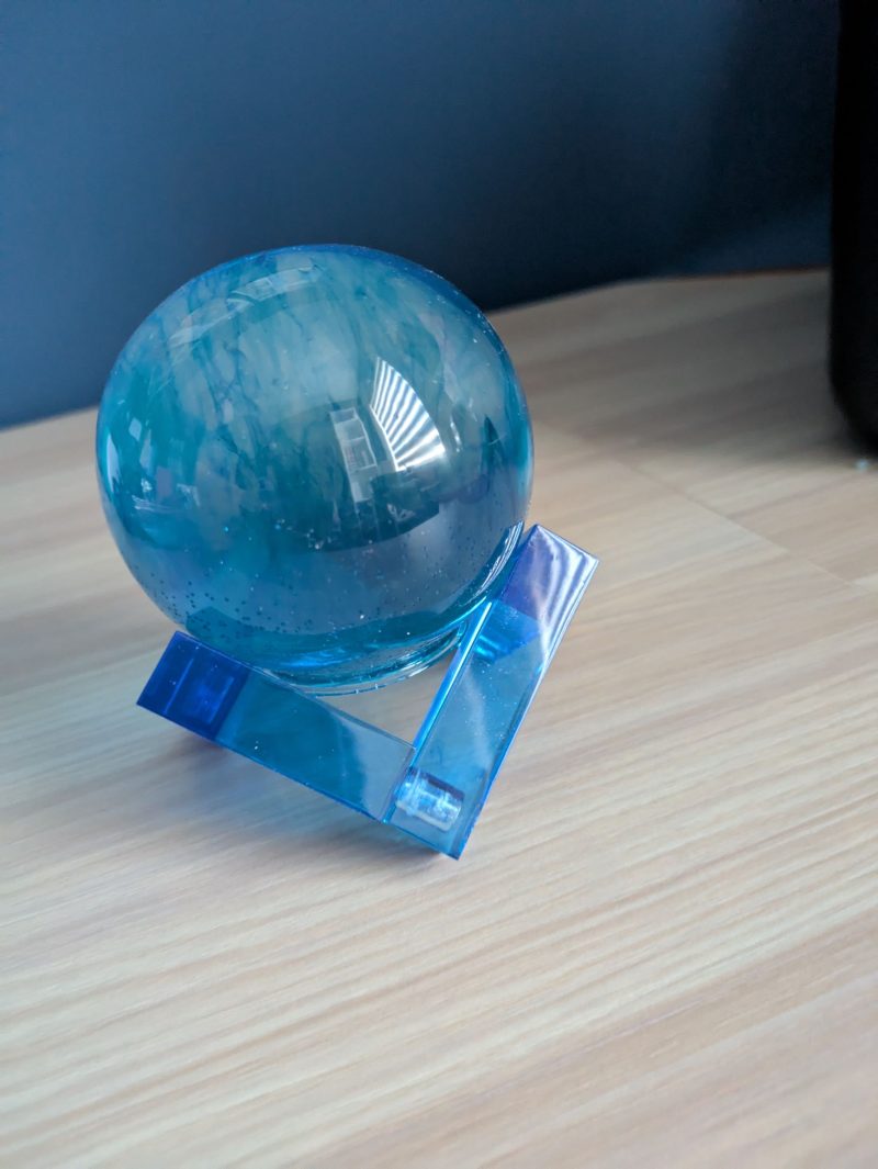 Blue resin sphere with stand