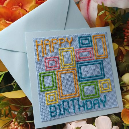 Cross Stitch Pattern Happy Birthday Boxes, Instant PDF Download, Card Making Squares