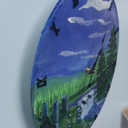Large Wall Clock, Handmade, Hand Painted, Summdr waterfall and standing stones (Copy)