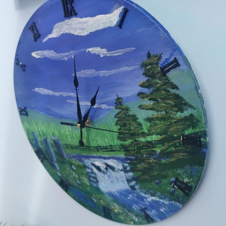 Large Wall Clock, Handmade, Hand Painted, Summdr waterfall and standing stones (Copy)
