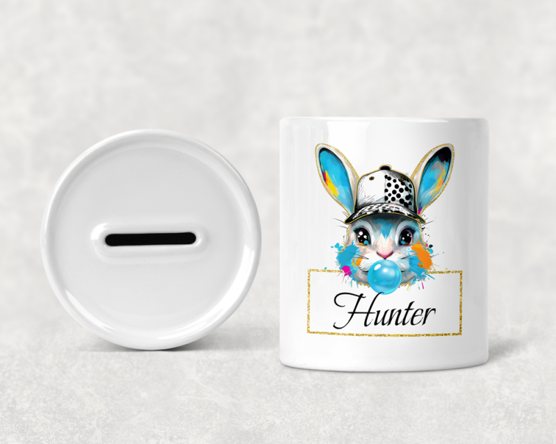 Personalised Easter Bunny Money Box Choice of 2 Designs