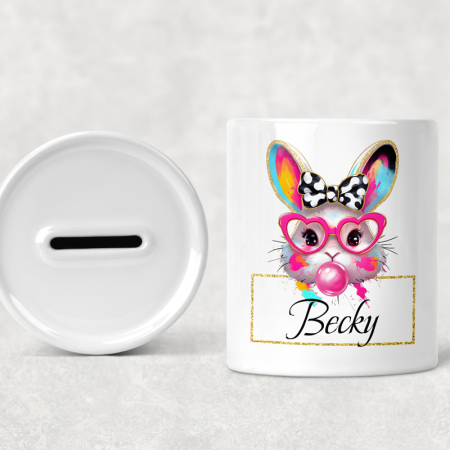 Personalised Easter Bunny Money Box Choice of 2 Designs