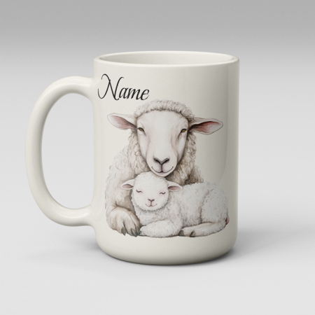 Personalised Sheep and Lamb Coffee Mug