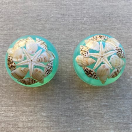 Pair of seashell drawer knobs for ocean styled rooms