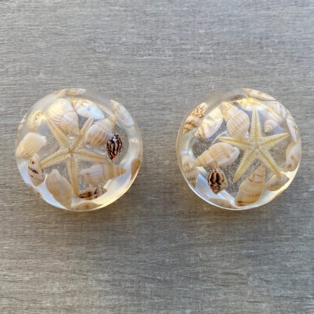 Pair of seashell drawer knobs for ocean styled rooms
