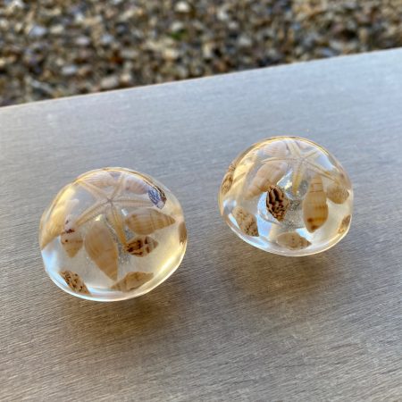 Pair of seashell drawer knobs for ocean styled rooms