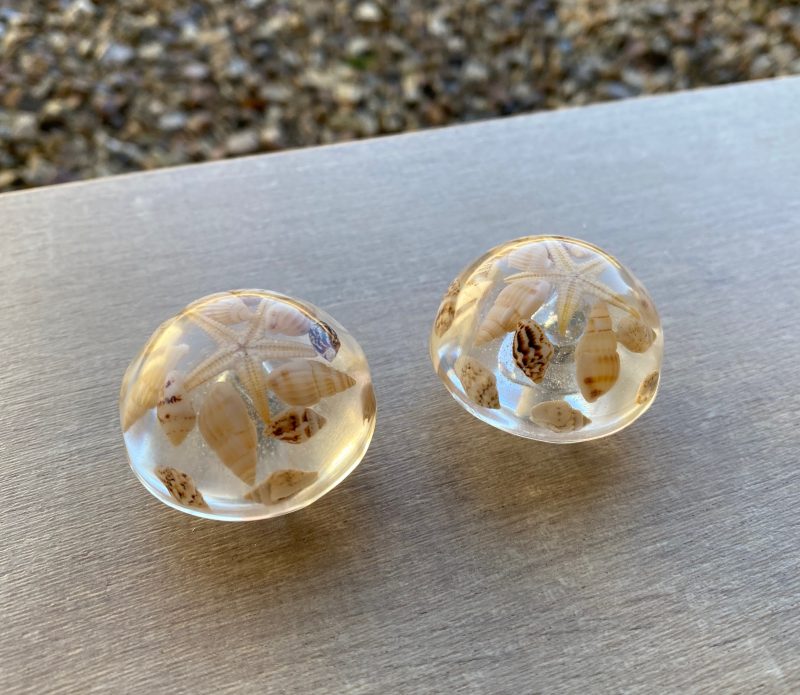 Pair of seashell drawer knobs for ocean styled rooms