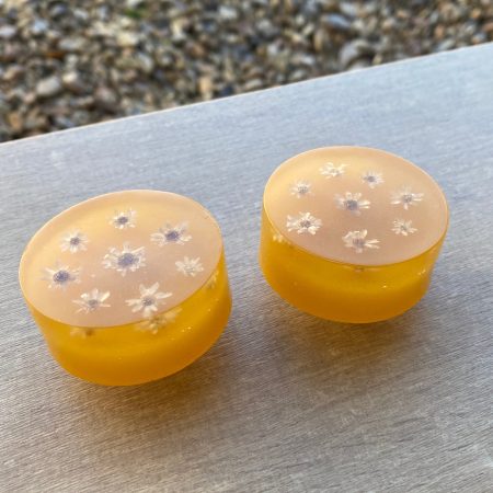 Pair of daisy, natural flowers drawer knobs