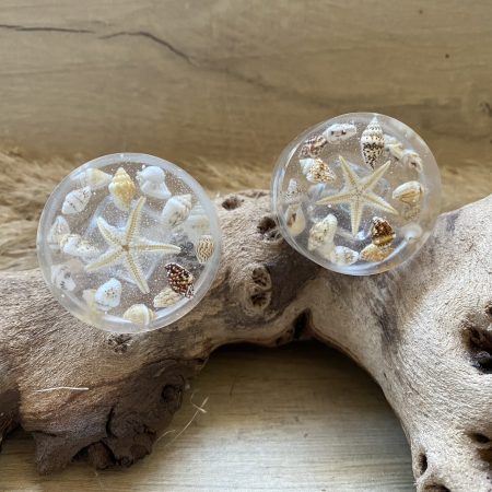 Pair of seashell drawer knobs for ocean styled rooms