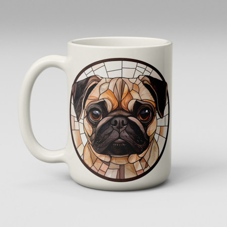 Pug Stained Glass Mosaic Art Mug – Available in 11oz & 15oz – Free Shipping