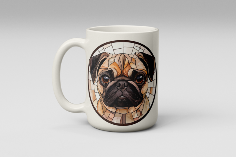 Pug Stained Glass Mosaic Art Mug – Available in 11oz & 15oz – Free Shipping