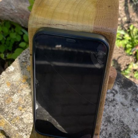 Handcrafted Wooden Phone Stand with Drawers - American Oak and Tulipwood Desk Smartphone Holder