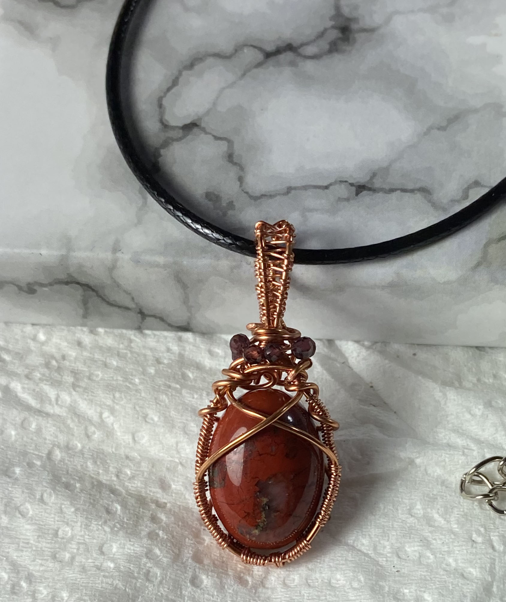Beautiful Red Jasper and Garnet pendant