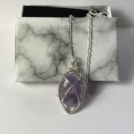 Wire-wrapped Amethyst pendant. Hand made, Unique