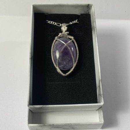 Wire-wrapped Amethyst pendant. Hand made, Unique