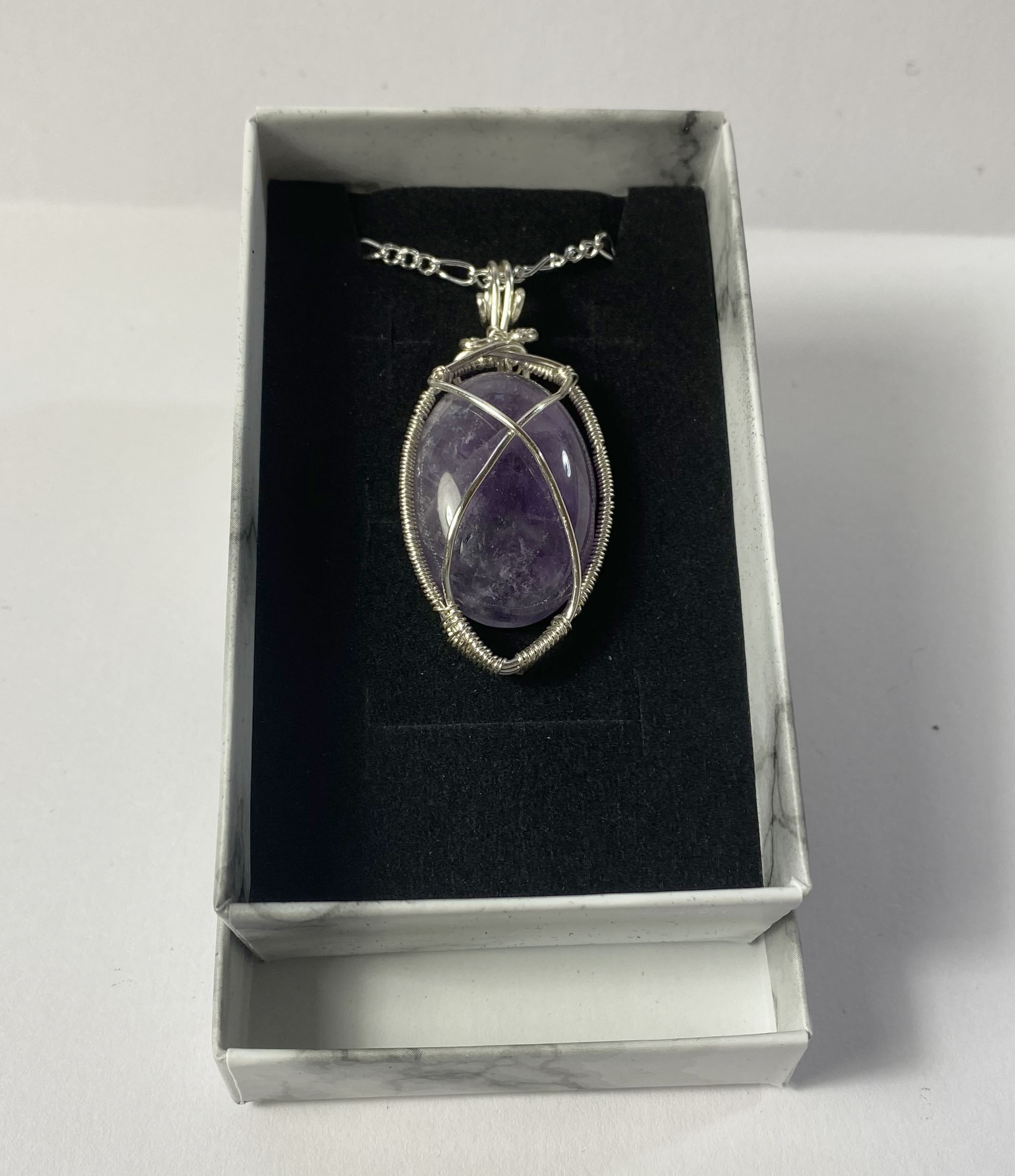 Wire-wrapped Amethyst pendant. Hand made, Unique