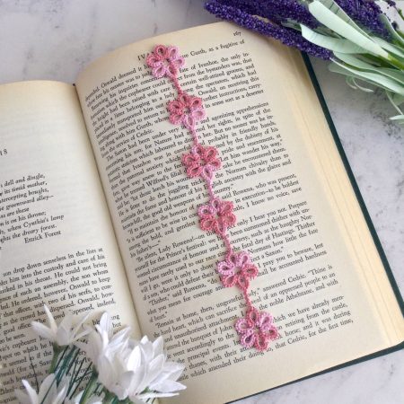 Pink Lace Bookmark in Tatting