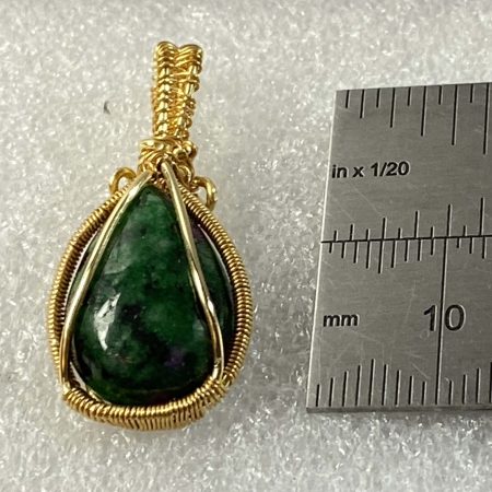Gorgeous small ruby in zoisite wire-wrapped pendant