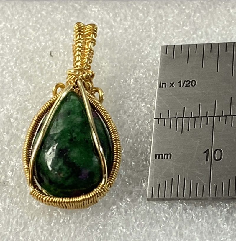 Gorgeous small ruby in zoisite wire-wrapped pendant
