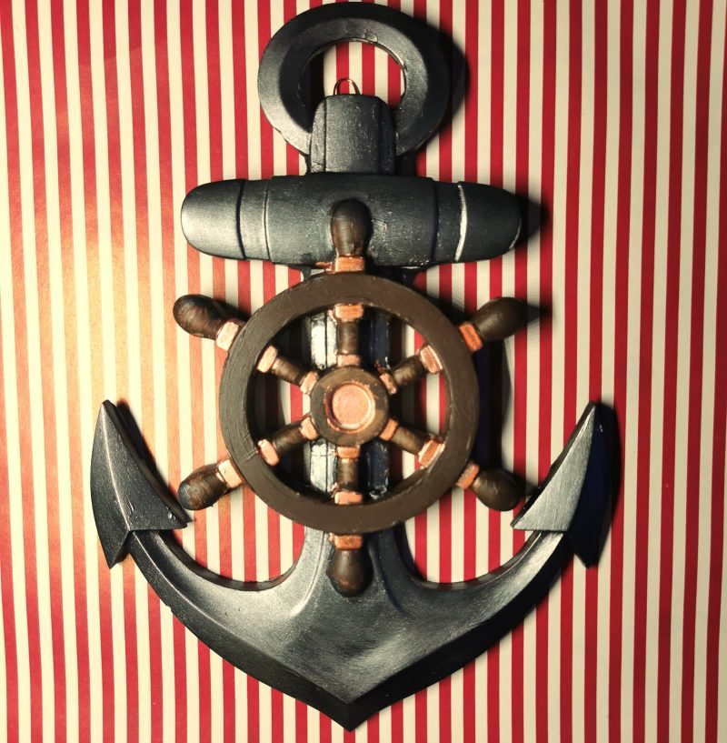 Nautical themed Decorative wall hanging, Anchor and Ships Wheel Ornament