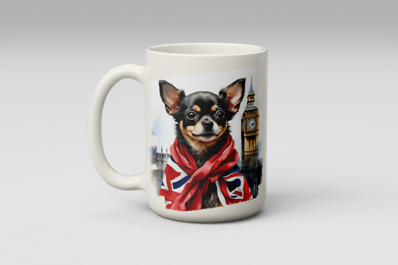 British Chihuahua with London Background Coffee Mug