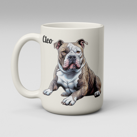 Personalised American Bulldog Dog Mug – Custom Name Gift – 11oz & 15oz – Free Shipping