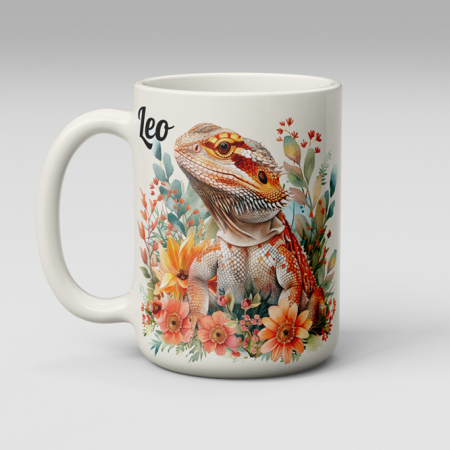 Personalised Bearded Dragon Mug – Custom Name Reptile Lover Gift – 11oz & 15oz – Free Shipping