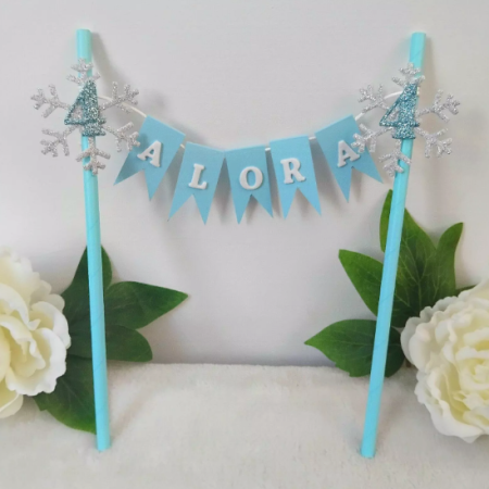 Personalised Snowflake Bunting Cake Topper, Snowflake cake bunting topper, Winter Cake Topper