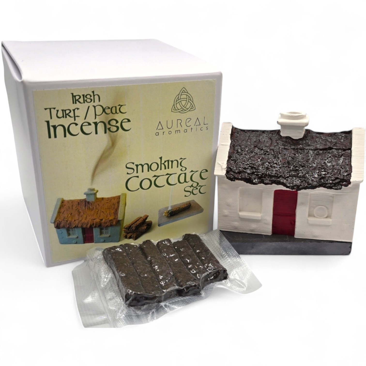 Irish Turf / Peat Incense Authentic Smoking Irish Cottage Set - The smell of Ancient Ireland