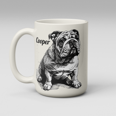 Personalised Bulldog Mug – Custom Name Dog Lover Gift – 11oz & 15oz – Free Shipping Included