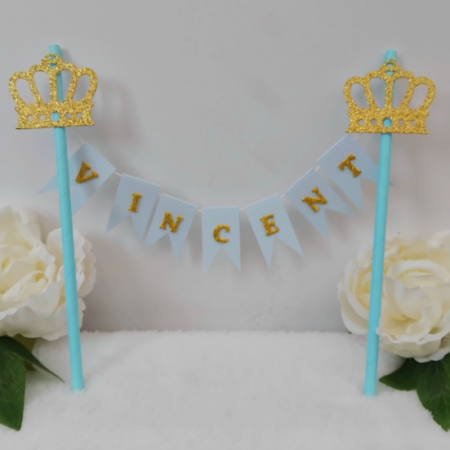 Personalised Crown Bunting Cake Topper, Crown cake bunting topper, Prince Cake Bunting
