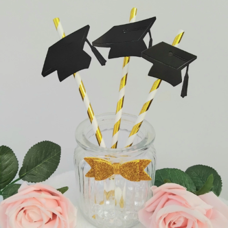 Graduation straws, Graduation cupcake toppers,Graduation party table decor