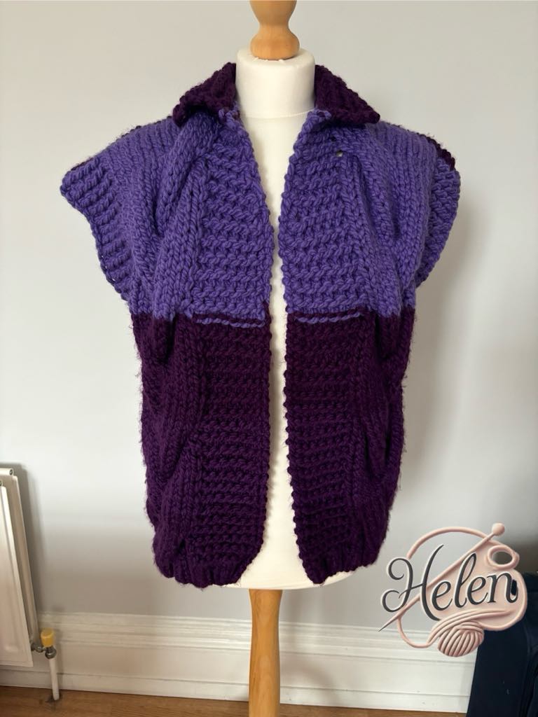 Chunky hand knitted vest cardigan