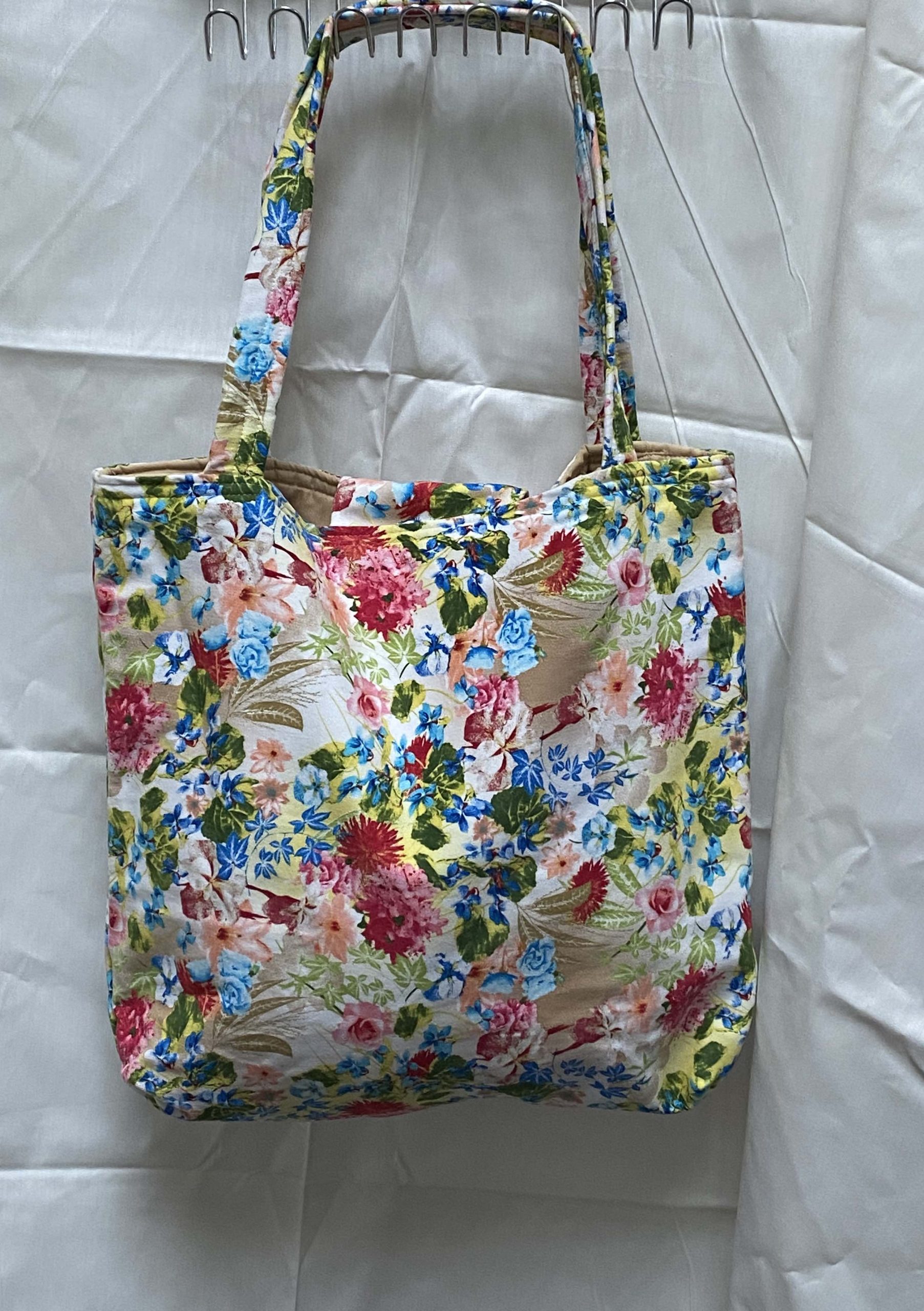 Hand made bag, soft feel, beautiful summery flowers