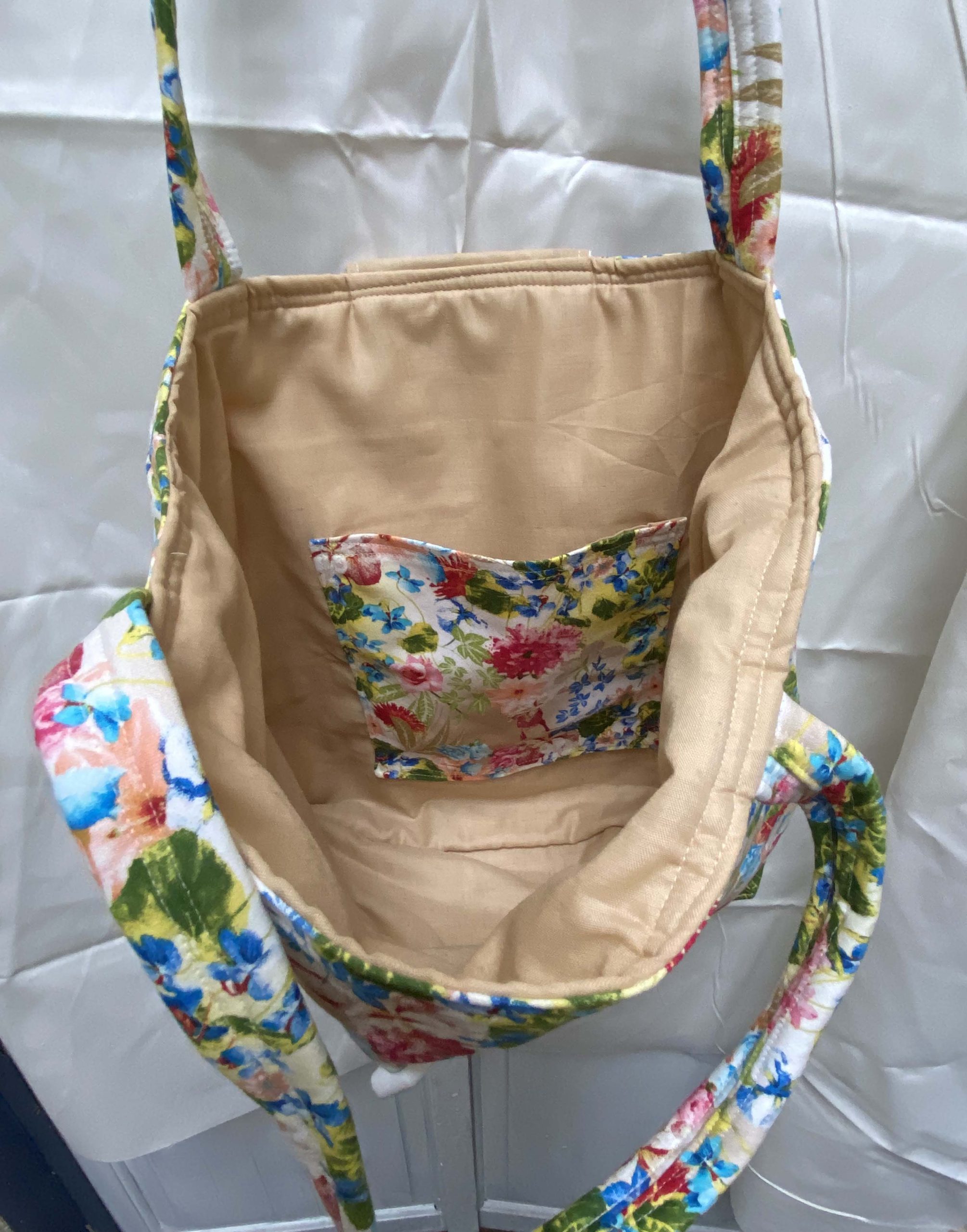 Hand made bag, soft feel, beautiful summery flowers