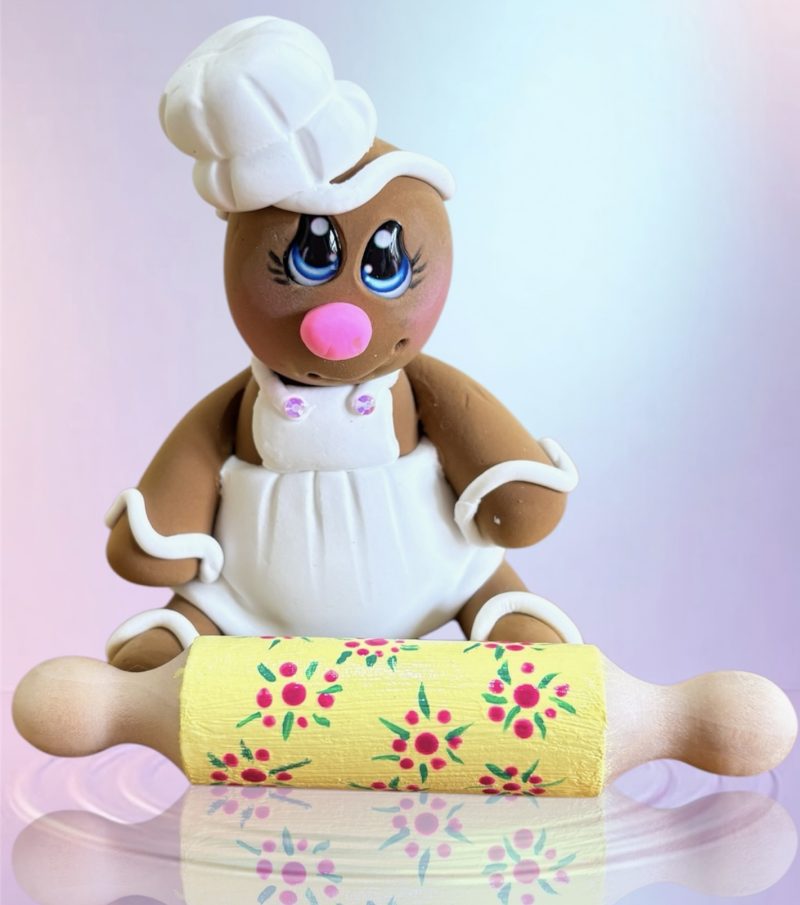 Gingie Chef Wearing a Pinny with Rolling Pin