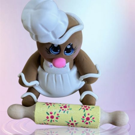 Gingie Chef Wearing a Pinny with Rolling Pin