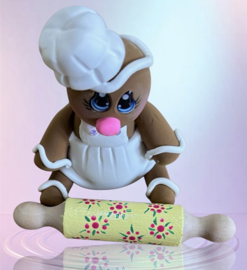 Gingie Chef Wearing a Pinny with Rolling Pin
