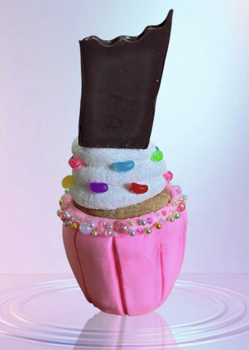 Unique Ice Cream Fairy Cake with Chocolate and Jelly Beans handmade from clay