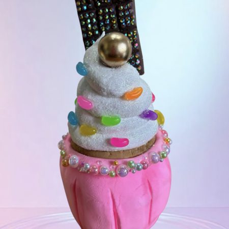 Unique Ice Cream Fairy Cake with Chocolate and Jelly Beans handmade from clay