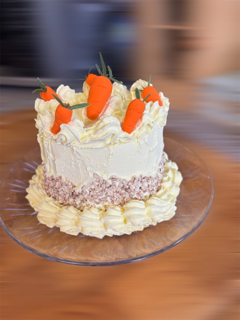 Carrot Cake made from clay, on a Plate