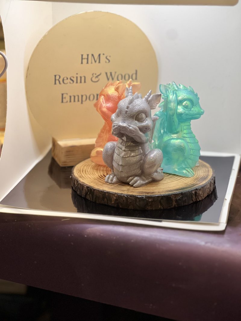 Beautiful Dragons Set Of 3 on wooden platform. Fantastic for any room in your home!