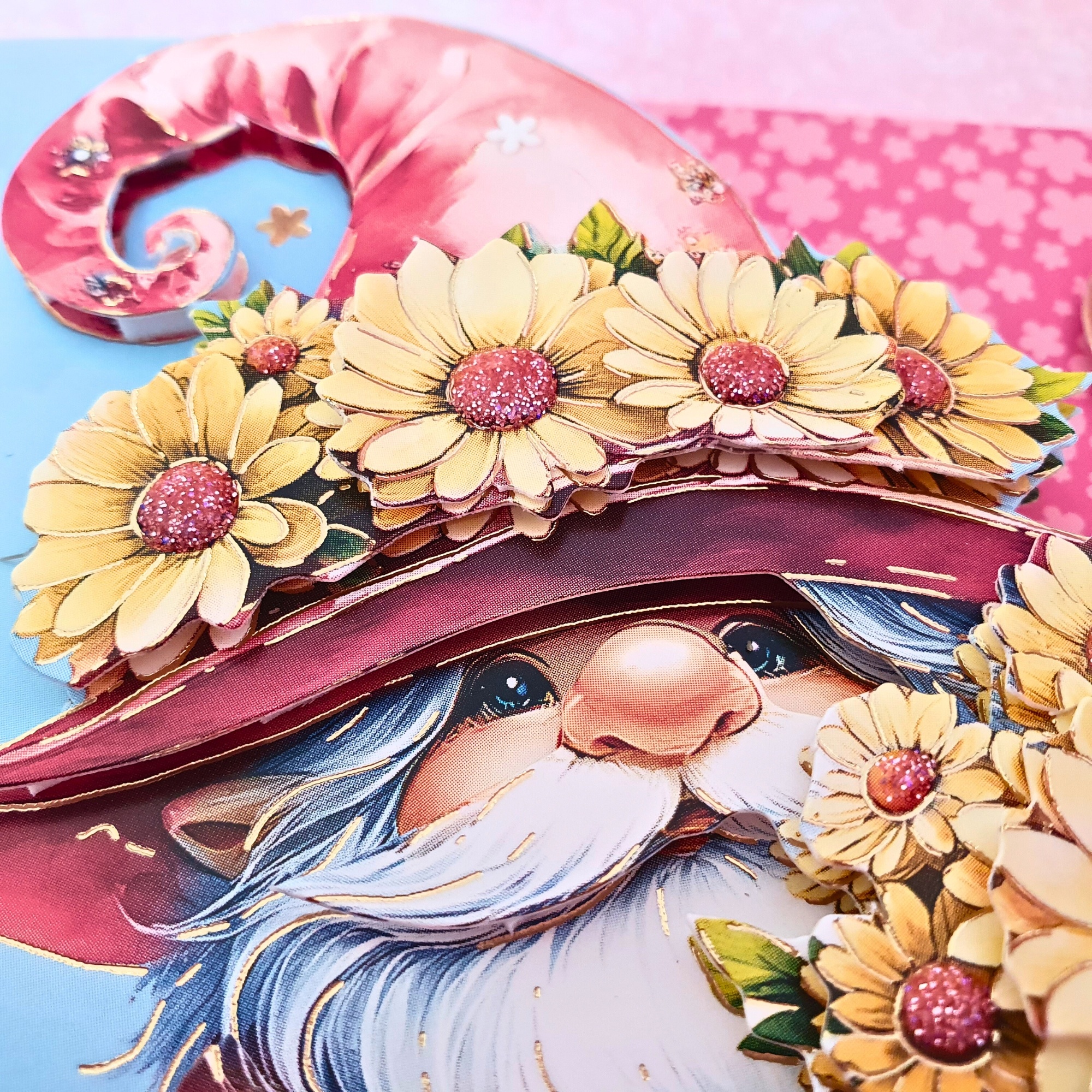 Thank You Card In A Box | Thanks A Bunch Decoupaged Card For A Gnome Lover | Boxed Thank You Card