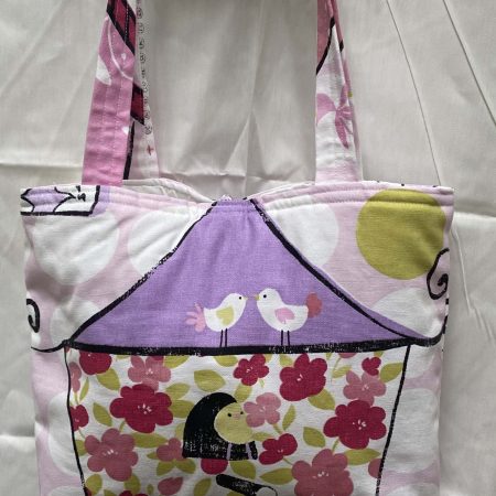 Cute Handmade tote bag, soft feel, spring/summer birds